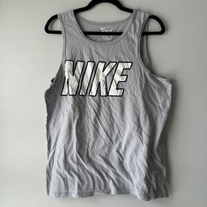 Nike Athletic Cut Tank Top Mens Medium Gray Logo Athletic Cut The Nike Tee